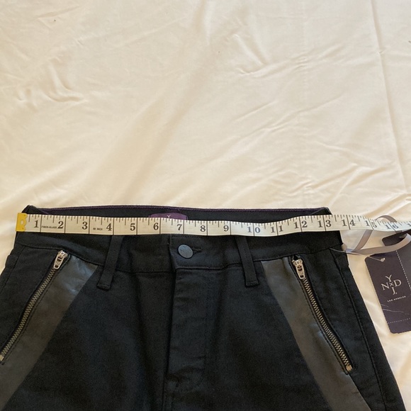 NYDJ Black faux leather tuxedo stripe trousers, Original Slimming style, size 0 - Picture 7 of 15